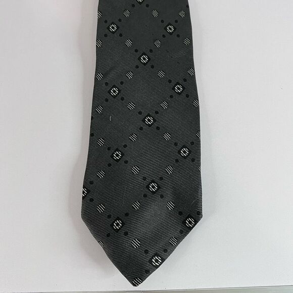 Vintage Mondo Di Marco Silk Diamond and Dot Gray Tie - Picture 2 of 9